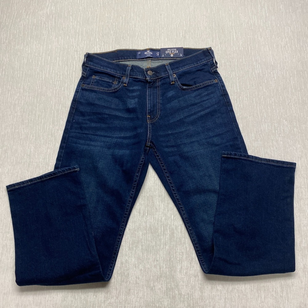 Hollister Epic Flex Straight Jeans Mens 31x30 Blue Denim Cotton Classic Mid Rise